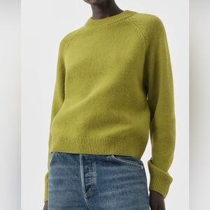 MANGO Crewneck Raglan Sweater in Chartreuse